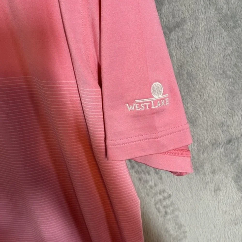 FootJoy Polo Shirt‎ Men's Large Pink Stripes Short Sleeve Pullover Stretch Golf